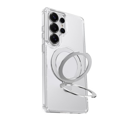 Galaxy S26 Ultra Kılıf M-safe Şarj Özellikli Raptic Air Stand Serisi Buzlu Transparan Tasarımlı Standlı Kapak - 4