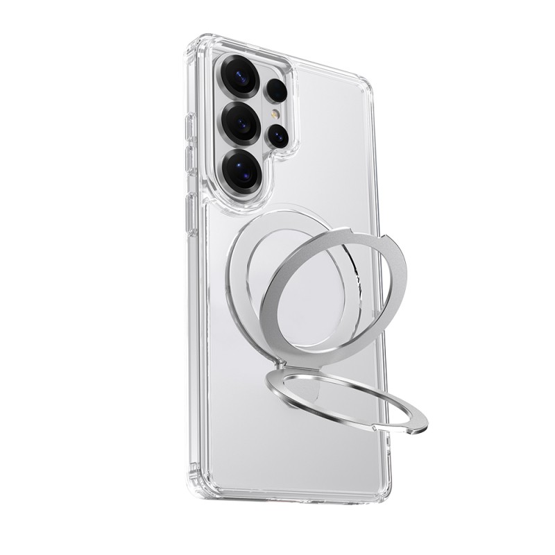 Galaxy S26 Ultra Kılıf M-safe Şarj Özellikli Raptic Air Stand Serisi Buzlu Transparan Tasarımlı Standlı Kapak - 4