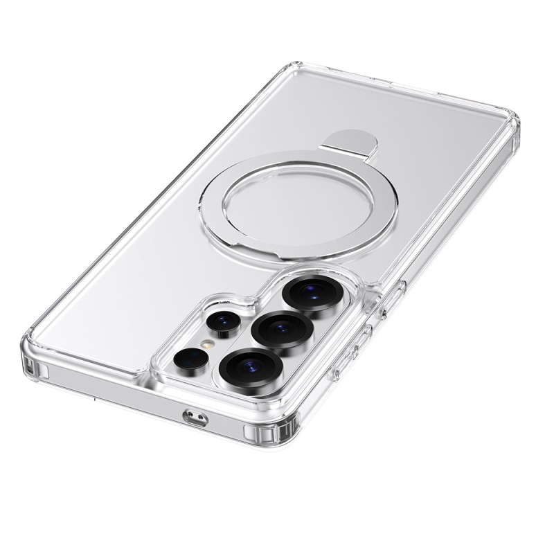 Galaxy S26 Ultra Kılıf M-safe Şarj Özellikli Raptic Air Stand Serisi Buzlu Transparan Tasarımlı Standlı Kapak - 7