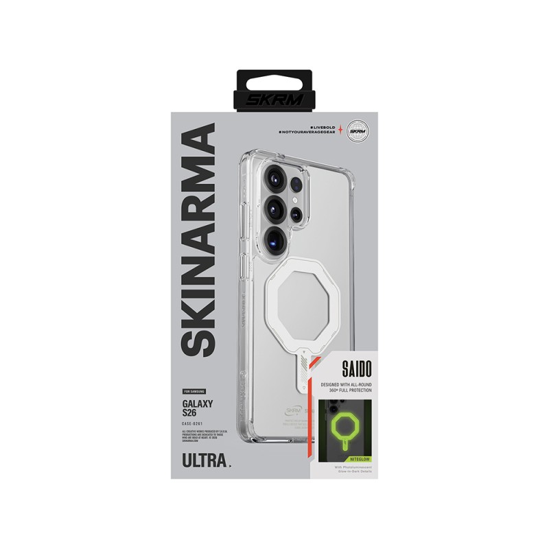 Galaxy S26 Ultra Kılıf M-safe Şarj Özellikli Şeffaf Airbag Tasarımlı Skinarma Saido Mag-Charge Nightglow Kapak - 7