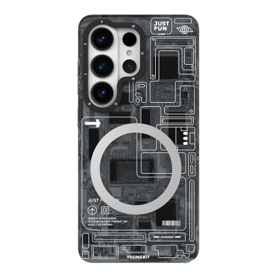 Galaxy S26 Ultra Kılıf M-safe Şarj Özellikli Youngkit 360 Derece Standlı Technology Serisi Kapak - Youngkit