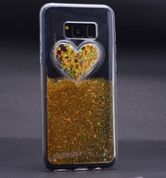 Galaxy S8 Plus Kılıf Zore Kalpli Silikon Gold