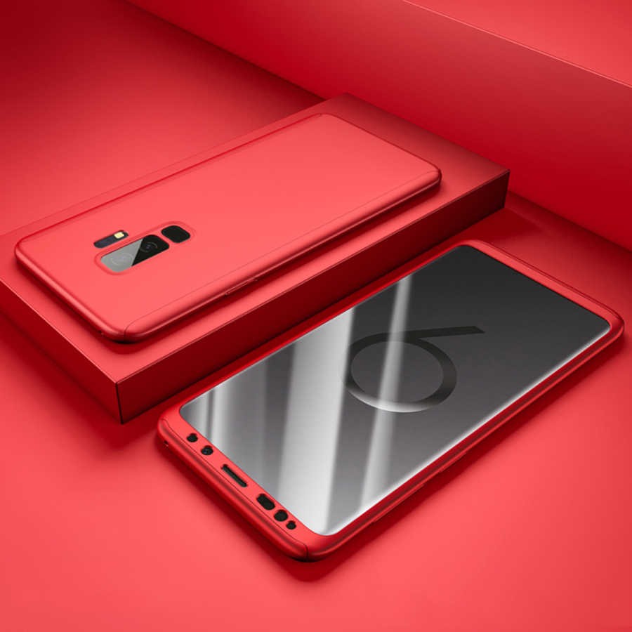 Galaxy S9 Kılıf Zore 360 3 Parçalı Rubber Kapak - Kırmızı