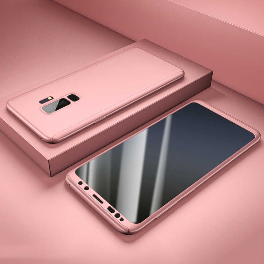 Galaxy S9 Kılıf Zore 360 3 Parçalı Rubber Kapak - Rose Gold