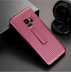 Galaxy S9 Plus Kılıf Zore Wave Standlı Mıknatıslı Kapak Mürdüm