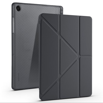 Galaxy Tab A11 Plus Case Zore Tri Folding Stand Case with Pen Compartment Black