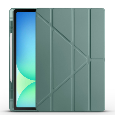 Galaxy Tab S10 FE Plus Case Zore Tri Folding Stand Case with Pen Compartment - Zore
