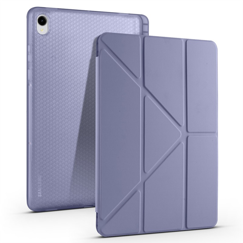 Galaxy Tab S11 Case Zore Tri Folding Stand Case with Pen Compartment - 4