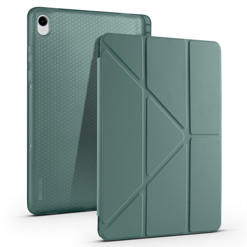 Galaxy Tab S11 Case Zore Tri Folding Stand Case with Pen Compartment - 3