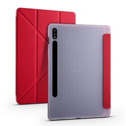 Galaxy Tab S7 Plus T970 Kılıf Zore Tri Folding Kalem Bölmeli Standlı Kılıf - Zore