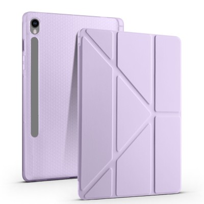 Galaxy Tab S9 Case Zore Tri Folding Stand Case with Pen Compartment Lila