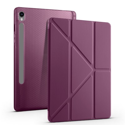 Galaxy Tab S9 Case Zore Tri Folding Stand Case with Pen Compartment Plum