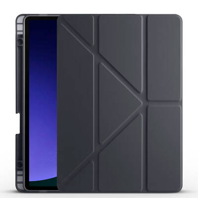 Galaxy Tab S9 FE Case Zore Tri Folding Stand Case with Pen Compartment - Zore