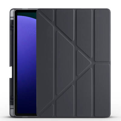 Galaxy Tab S9 FE Plus Kılıf Zore Tri Folding Kalem Bölmeli Standlı Kılıf - Zore