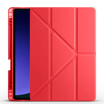 Galaxy Tab S9 Kılıf Zore Tri Folding Kalem Bölmeli Standlı Kılıf - Zore