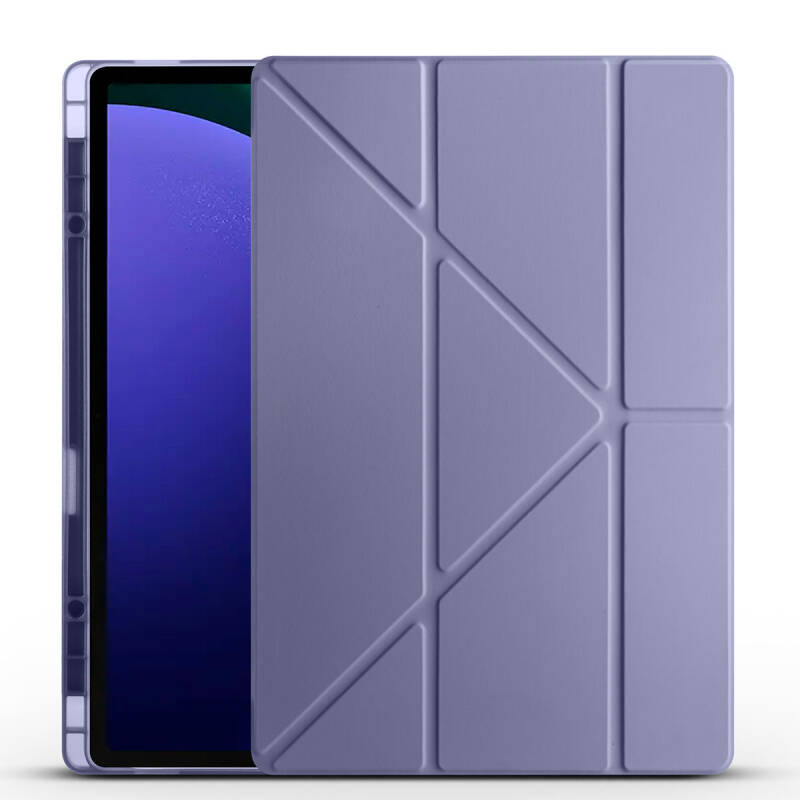 Galaxy Tab S9 Ultra Case Zore Tri Folding Stand Case with Pen Compartment - 10