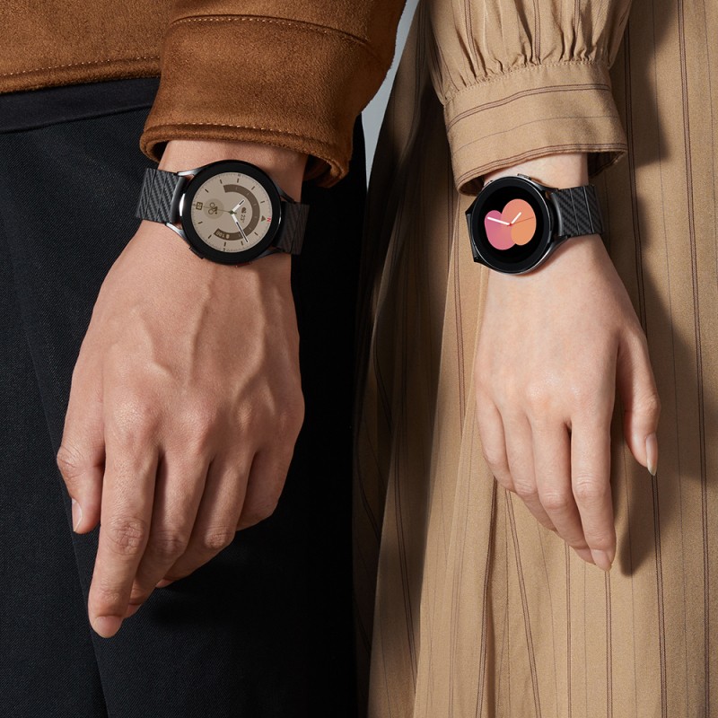 Galaxy Watch 4 40mm Karbon Fiber Pitaka Modern Serisi Black-Grey Twill Kordon - 22
