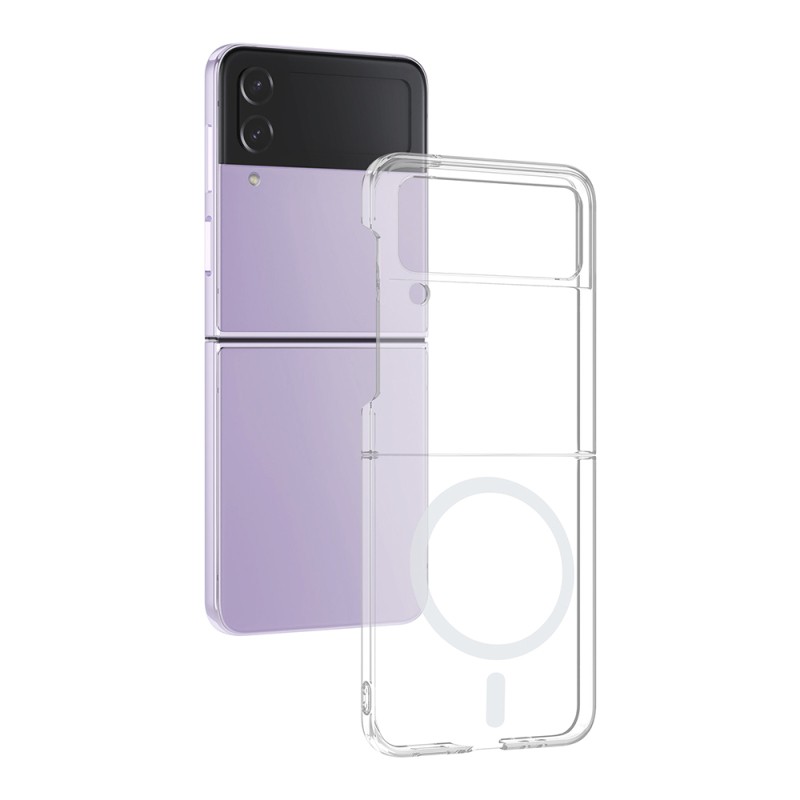 Galaxy Z Flip 4 Camera Protected M-Safe Charging Transparent Zore London Hard PC Case - 1