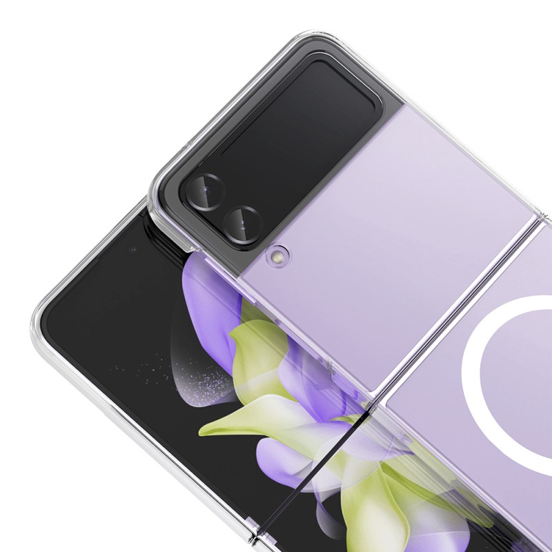 Galaxy Z Flip 4 Camera Protected M-Safe Charging Transparent Zore London Hard PC Case - 4