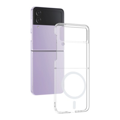 Galaxy Z Flip 4 Camera Protected M-Safe Charging Transparent Zore London Hard PC Case - 2