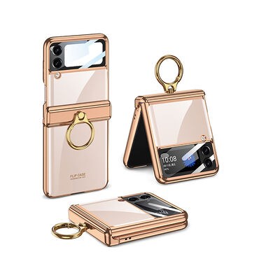 Galaxy Z Flip 4 Case Zore Kıpta Ring Lens Protected Cover - 13