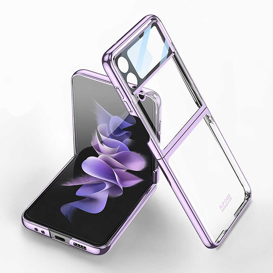 Galaxy Z Flip 4 Kılıf Zore Kıpta Lensli Kapak - Mor