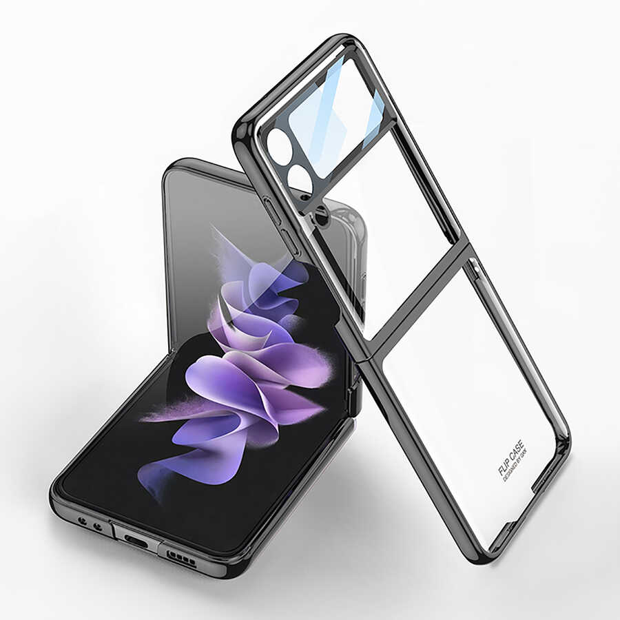 Galaxy Z Flip 4 Kılıf Zore Kıpta Lensli Kapak - Siyah
