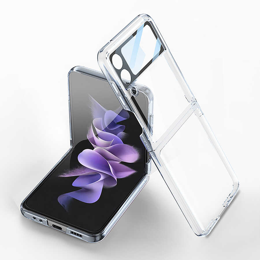 Galaxy Z Flip 4 Kılıf Zore Kıpta Lensli Kapak - Renksiz