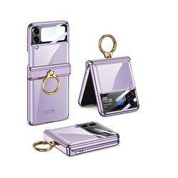 Galaxy Z Flip 4 Kılıf Zore Kıpta Yüzüklü Lens Korumalı Kapak - GKK