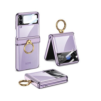 Galaxy Z Flip 4 Kılıf Zore Kıpta Yüzüklü Lens Korumalı Kapak - 1