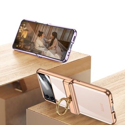 Galaxy Z Flip 4 Kılıf Zore Kıpta Yüzüklü Lens Korumalı Kapak - 8
