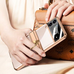 Galaxy Z Flip 4 Kılıf Zore Kıpta Yüzüklü Lens Korumalı Kapak - 10