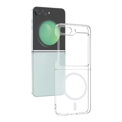 Galaxy Z Flip 5 Camera Protected, M-Safe Charging, Transparent Zore London Hard PC Case - Zore