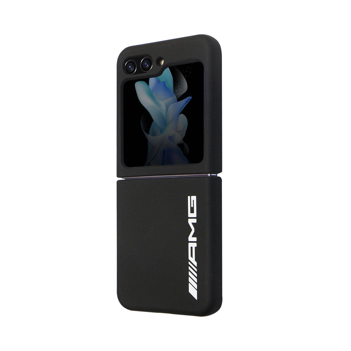 Galaxy Z Flip 5 Kılıf AMG M-safe Şarj Özellikli Büyük Logo Dizayn Orjinal Lisanslı Kapak - Siyah