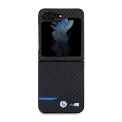 Galaxy Z Flip 5 Kılıf BMW Orjinal Lisanslı M Logolu PU Karbon Kapak - 2
