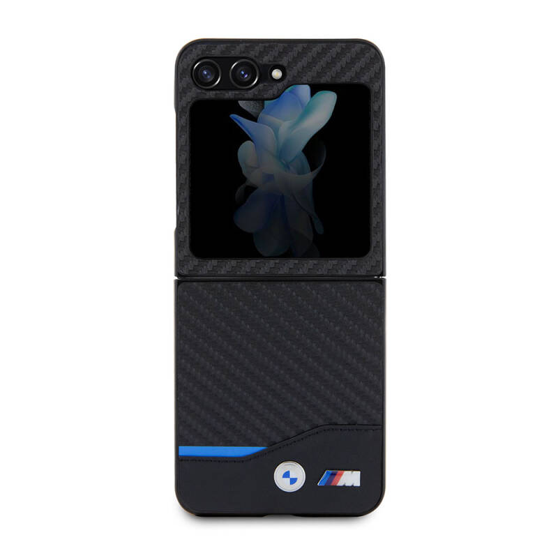 Galaxy Z Flip 5 Kılıf BMW Orjinal Lisanslı M Logolu PU Karbon Kapak - 2