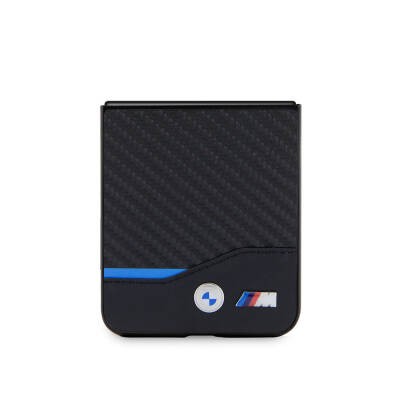 Galaxy Z Flip 5 Kılıf BMW Orjinal Lisanslı M Logolu PU Karbon Kapak - 5