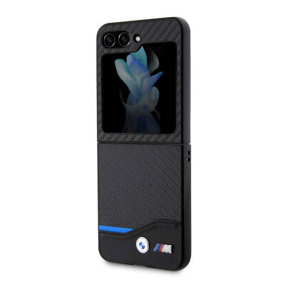 Galaxy Z Flip 5 Kılıf BMW Orjinal Lisanslı M Logolu PU Karbon Kapak - 6