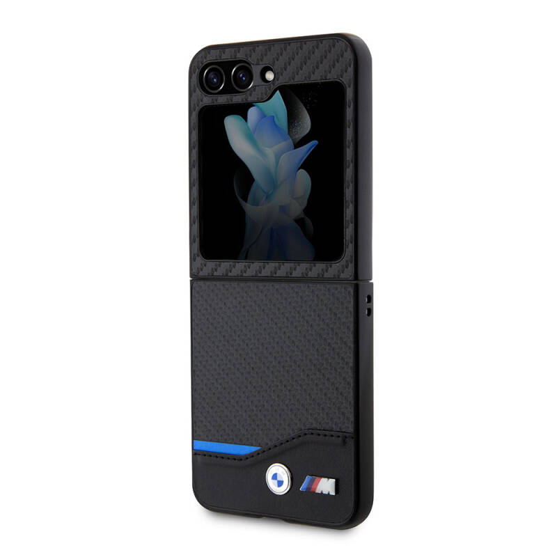 Galaxy Z Flip 5 Kılıf BMW Orjinal Lisanslı M Logolu PU Karbon Kapak - 6