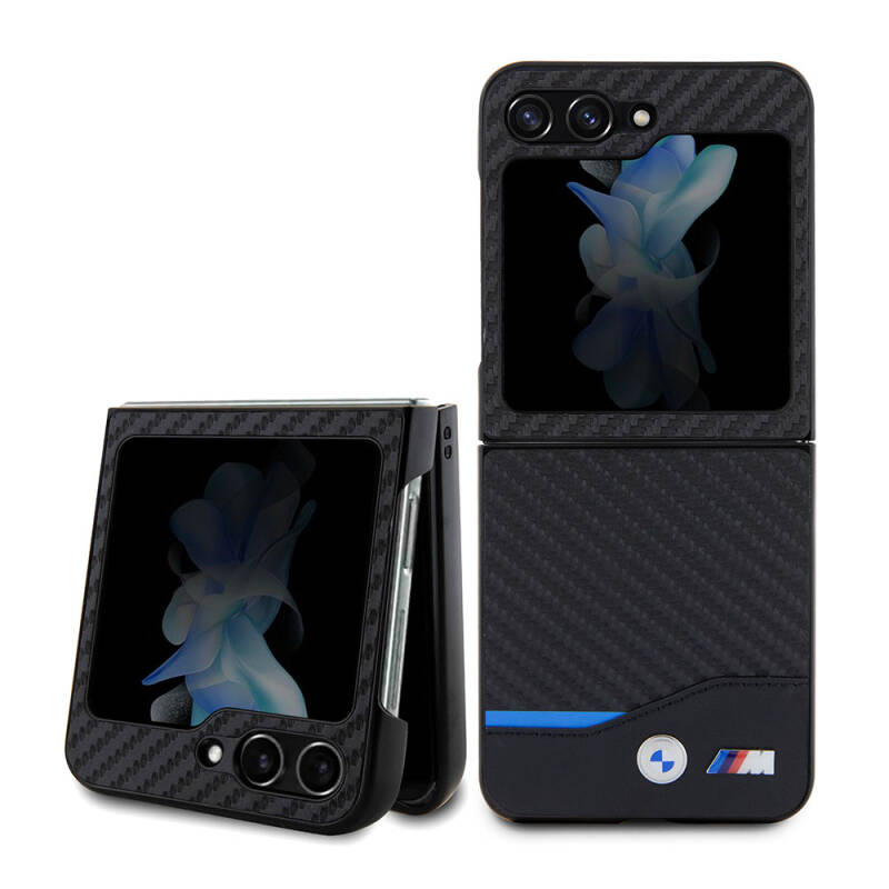 Galaxy Z Flip 5 Kılıf BMW Orjinal Lisanslı M Logolu PU Karbon Kapak - 9