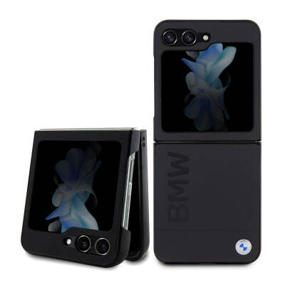 Galaxy Z Flip 5 Kılıf BMW Orjinal Lisanslı Sıcak Damga Logolu Deri Kapak - BMW