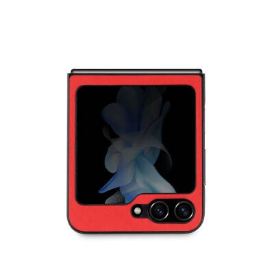 Galaxy Z Flip 5 Kılıf Ferrari Orjinal Lisanslı PU Deri Metal Logolu Multi Çizgili Kapak - 3