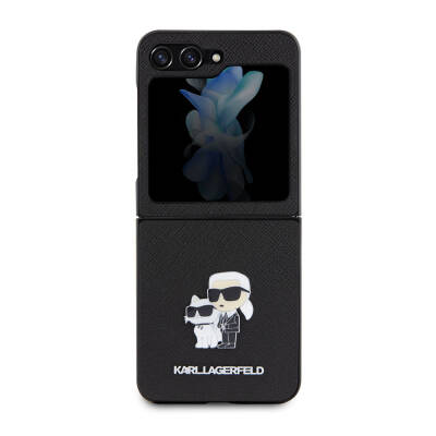 Galaxy Z Flip 5 Kılıf Karl Lagerfeld Orjinal Lisanslı K&C Metal Logolu Saffiano Kapak - Karl Lagerfeld