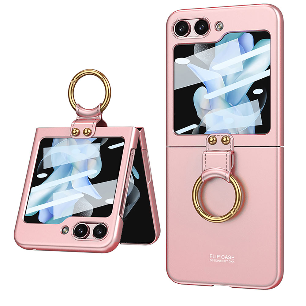 Galaxy Z Flip 5 Kılıf Zore Kıpta Yüzüklü Flip Sert Kapak - Pembe