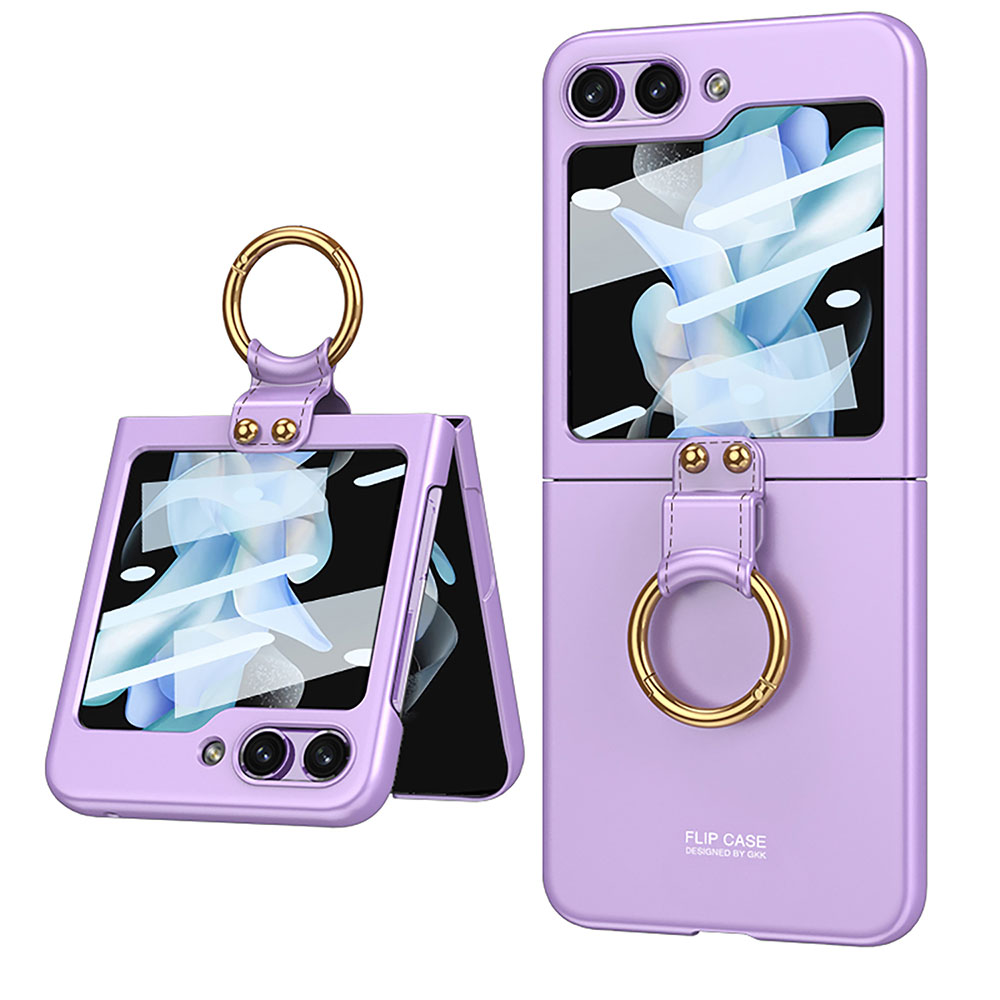 Galaxy Z Flip 5 Kılıf Zore Kıpta Yüzüklü Flip Sert Kapak - Mor