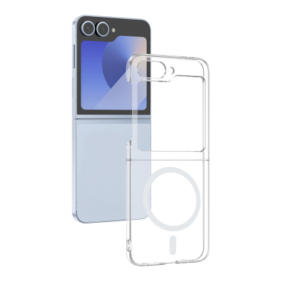 Galaxy Z Flip 6 Camera Protected, M-Safe Charging, Transparent Zore London Hard PC Case - Zore