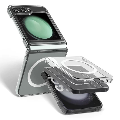 Galaxy Z Flip 6 Case Camera Protection M-safe Hard PC Zore Porto Cover - Zore