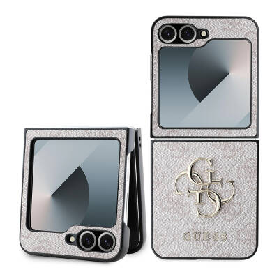Galaxy Z Flip 6 Case Guess Original Licensed Leather Metal Logo Cover - Guess