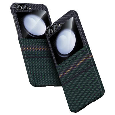 Galaxy Z Flip 6 Case Magsafe Charging Featured Carbon Fiber Design Benks Aurora ArmorAir Kevlar Cover - Benks