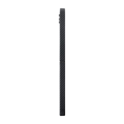 Galaxy Z Flip 6 Kılıf M-safe Şarj Özellikli 600D Aramid Karbon Fiber Pitaka Ultra-Slim Classic Serisi Black-Grey Twill Kapak - 4